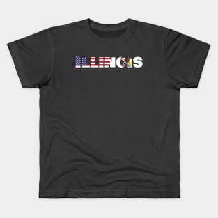 Illinois State Flag/America Flag Logo Kids T-Shirt